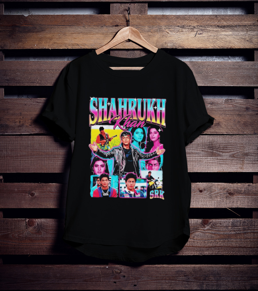 SHAHRUKH KHAN SRK Kajol Juhi Chawla Guitar Motorcycle T-Shirt