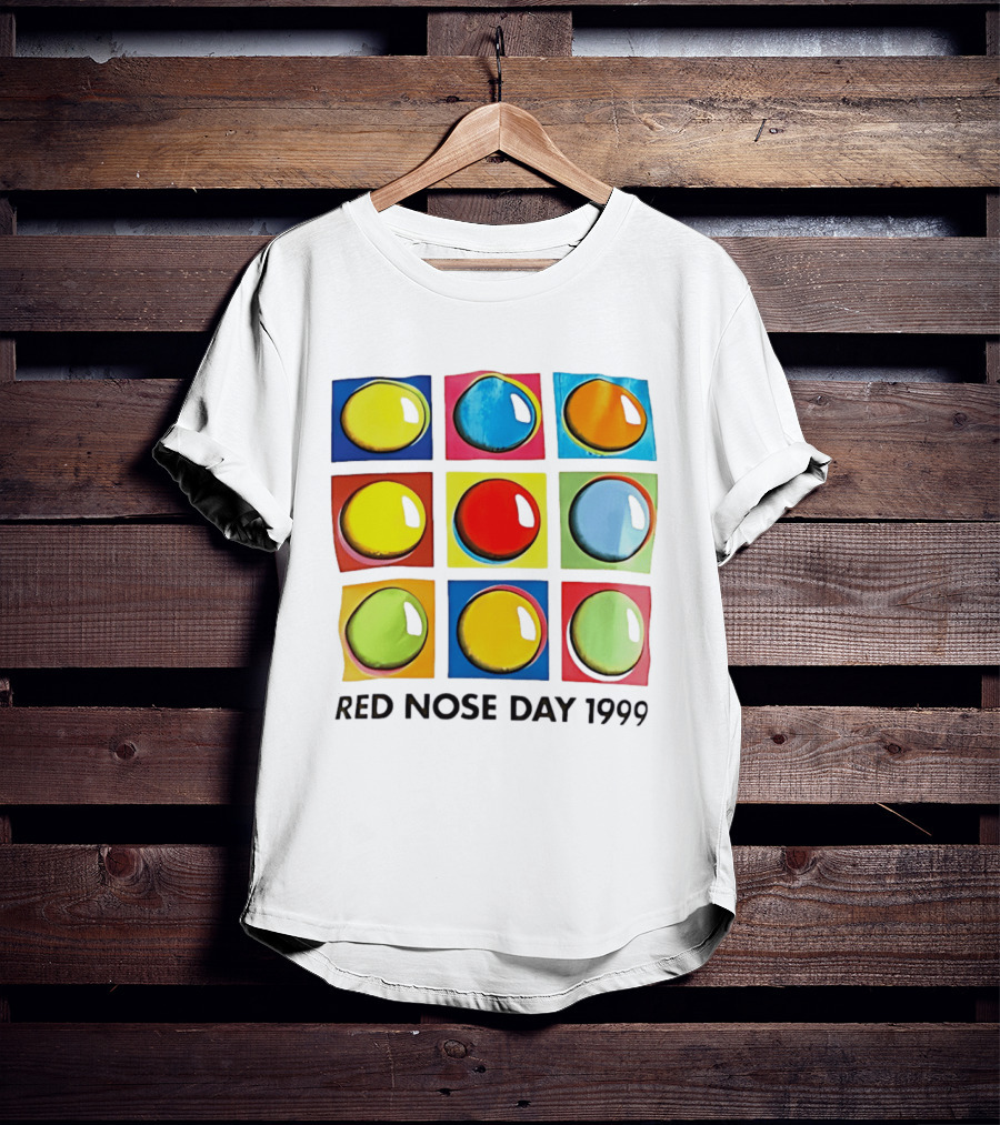 Red Nose Day 1999 Colorful Circular Pop Art Squares T-Shirt