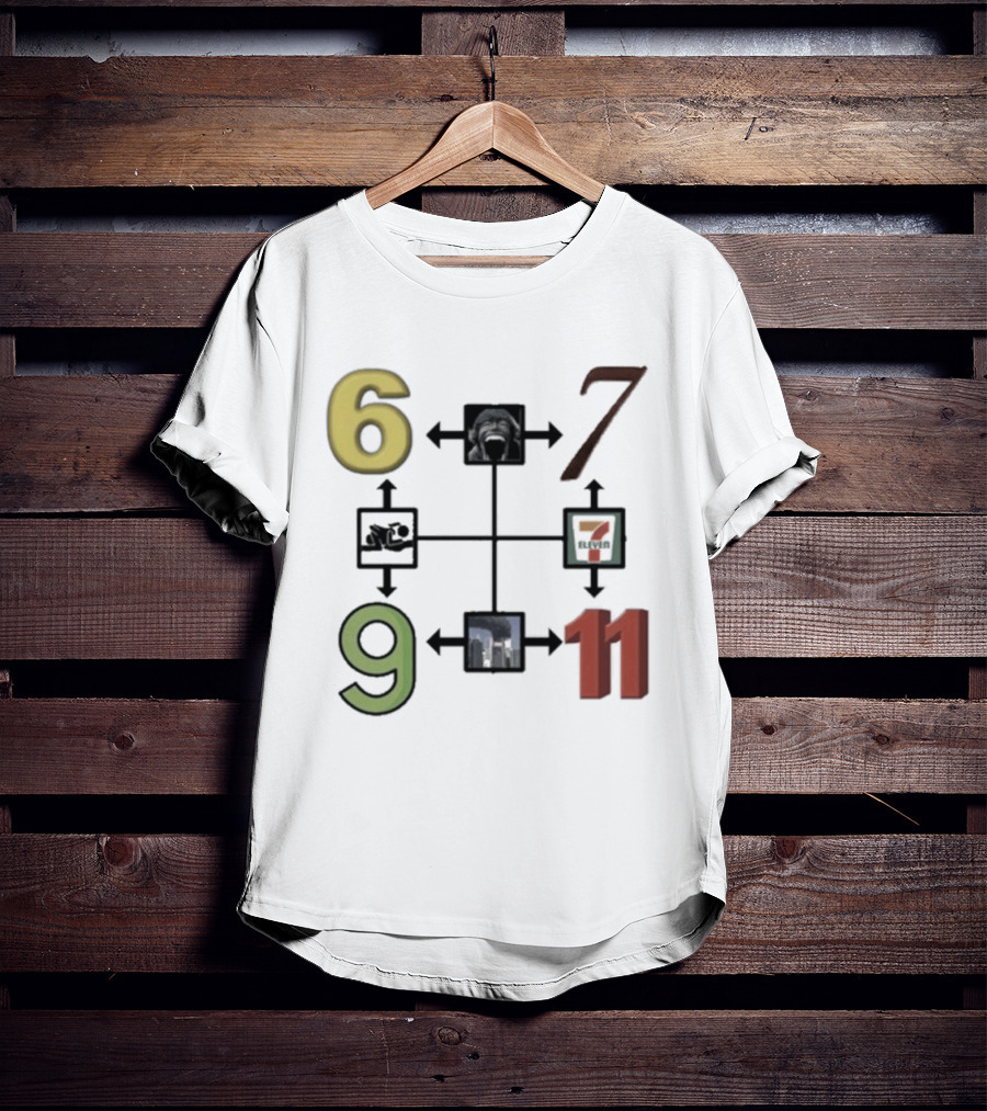 Six Seven Nine Eleven Numbers With Arrows T-Shirt