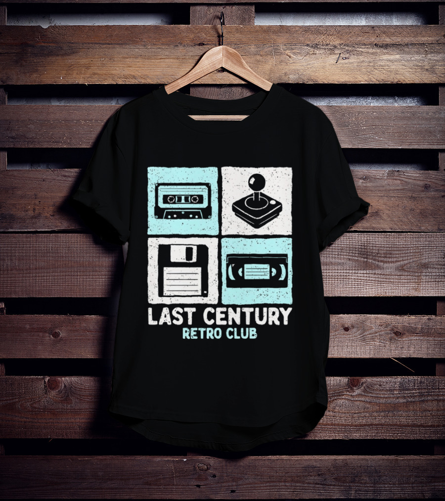 Last Century Retro Club Cassette Tape Joystick Floppy Disk Video Tape T-Shirt