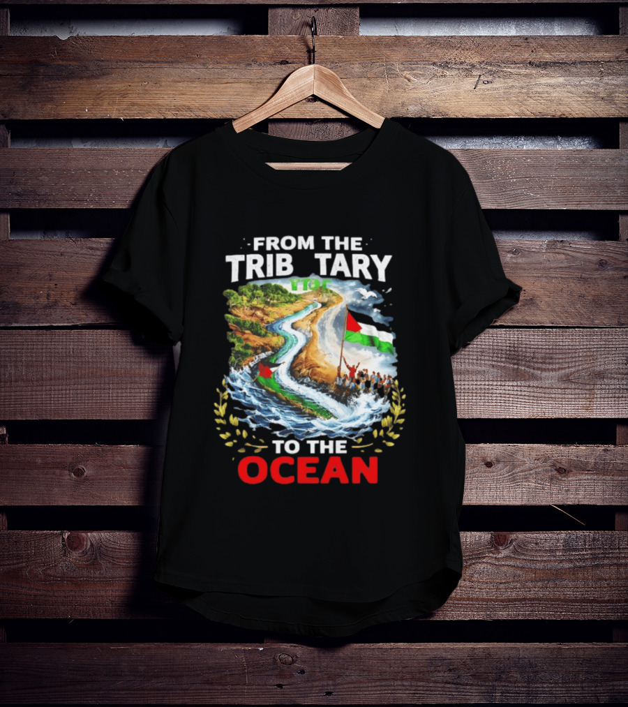 From The Tributary To The Ocean Journey With Flag And River T-Shirt