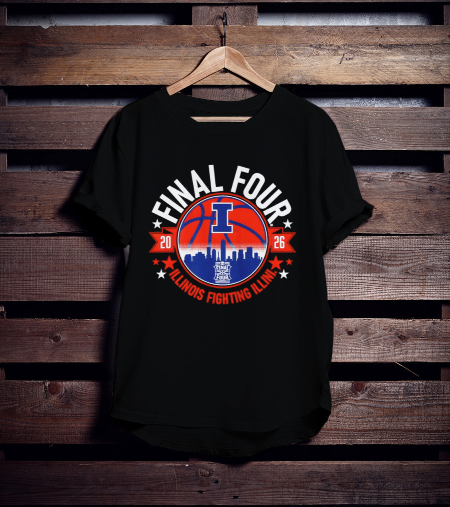 Illinois Fighting Illini 2026 Final Four Basketball Skyline T-Shirt