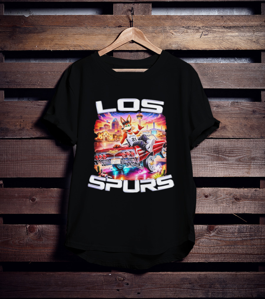 Los Spurs Coyote 21 LowRider San Antonio Skyline T-Shirt