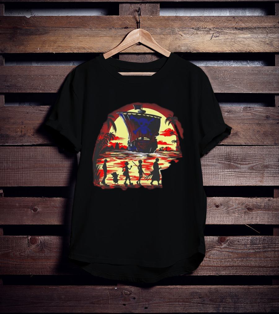 Fellowship Straw Hat Pirates Going Merry Sunset Adventure T-Shirt