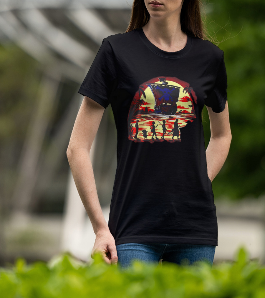 Fellowship Straw Hat Pirates Going Merry Sunset Adventure T-Shirt