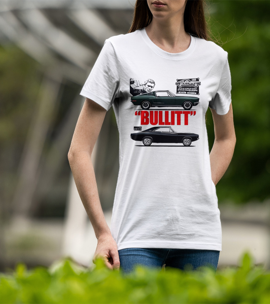 Bullitt 1968 Frank Bullitt Ford Mustang GT Green Highland Dodge Charger T-Shirt