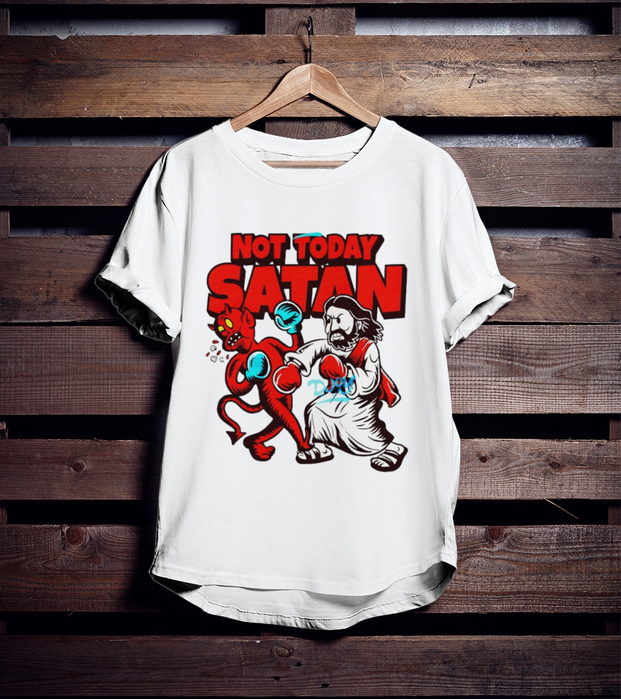 Not Today Satan God Versus Devil Boxing Match T-Shirt