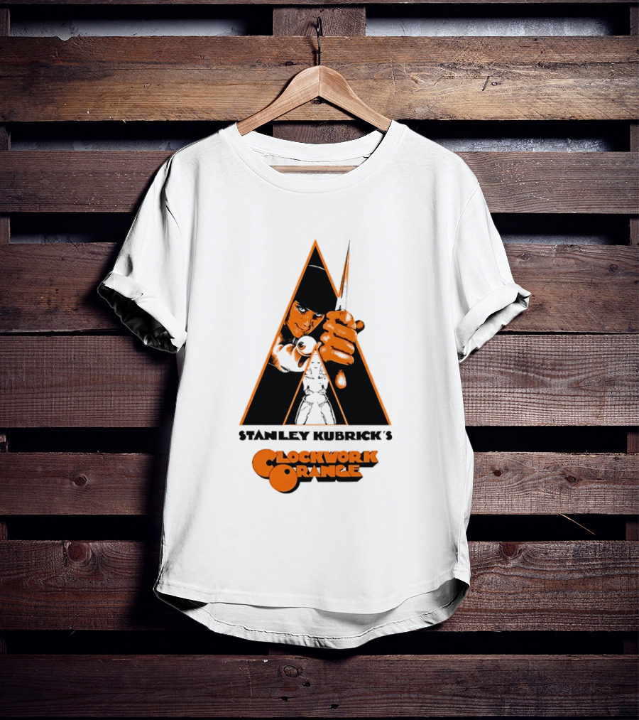 Work Orange Stanley Kubrick Iconic Image With Knife And Triangle T-Shirt