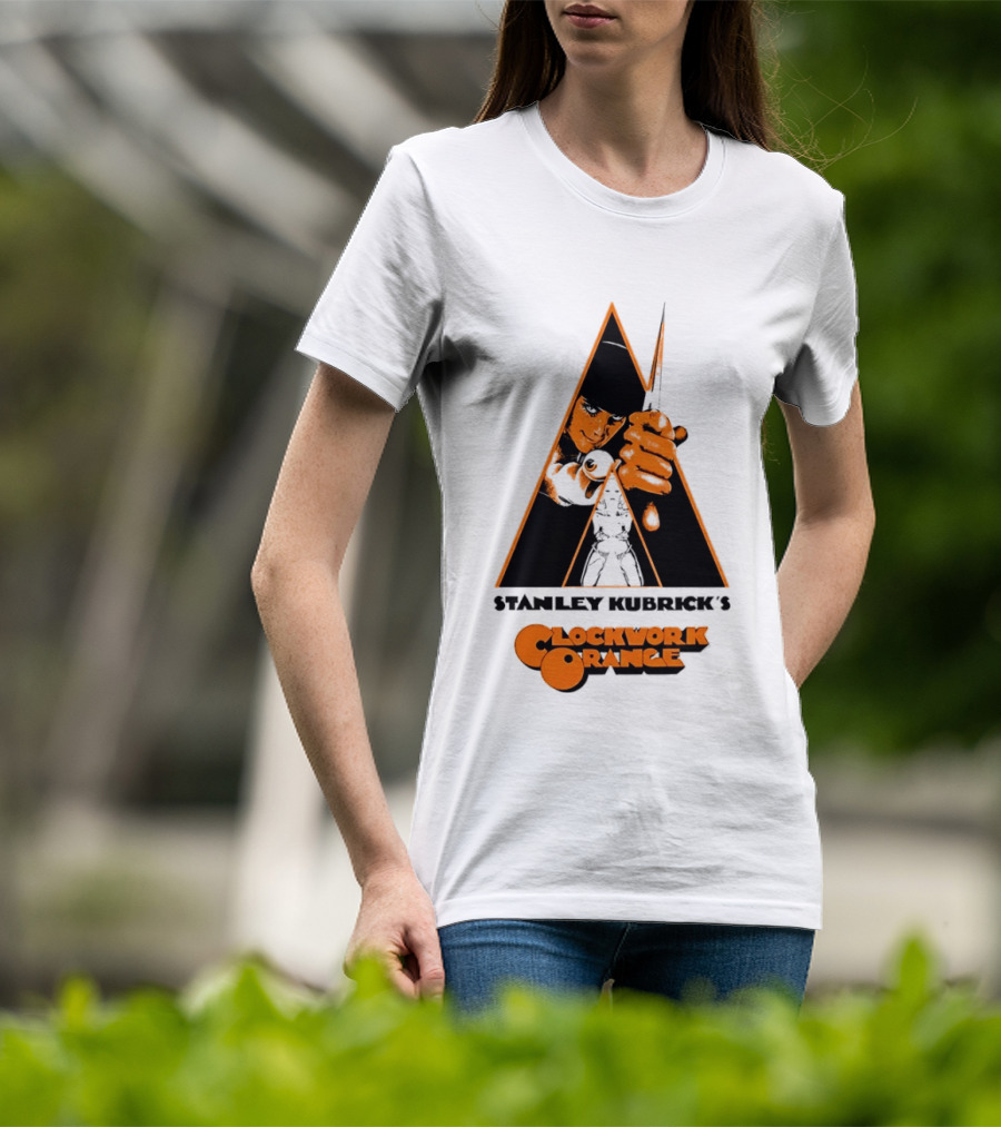 Work Orange Stanley Kubrick Iconic Image With Knife And Triangle T-Shirt