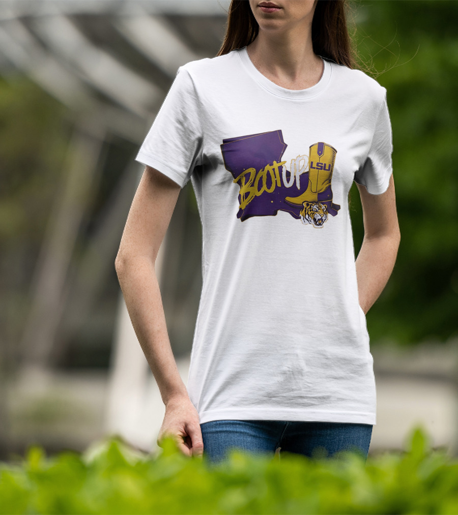 Welcome Home Coach Will Wade Boot Up LSU Tigers Louisiana Map And Boot With LSU Logo And Tiger Head T-Shirt