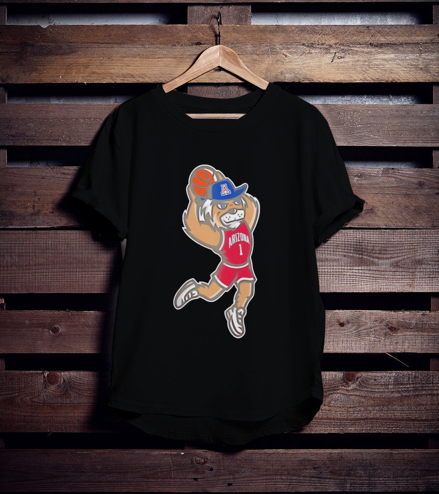 Arizona Wildcats Wilbur Mascot Dunking Basketball Animation T-Shirt