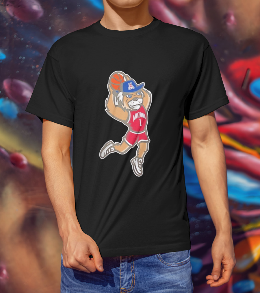 Arizona Wildcats Wilbur Mascot Dunking Basketball Animation T-Shirt