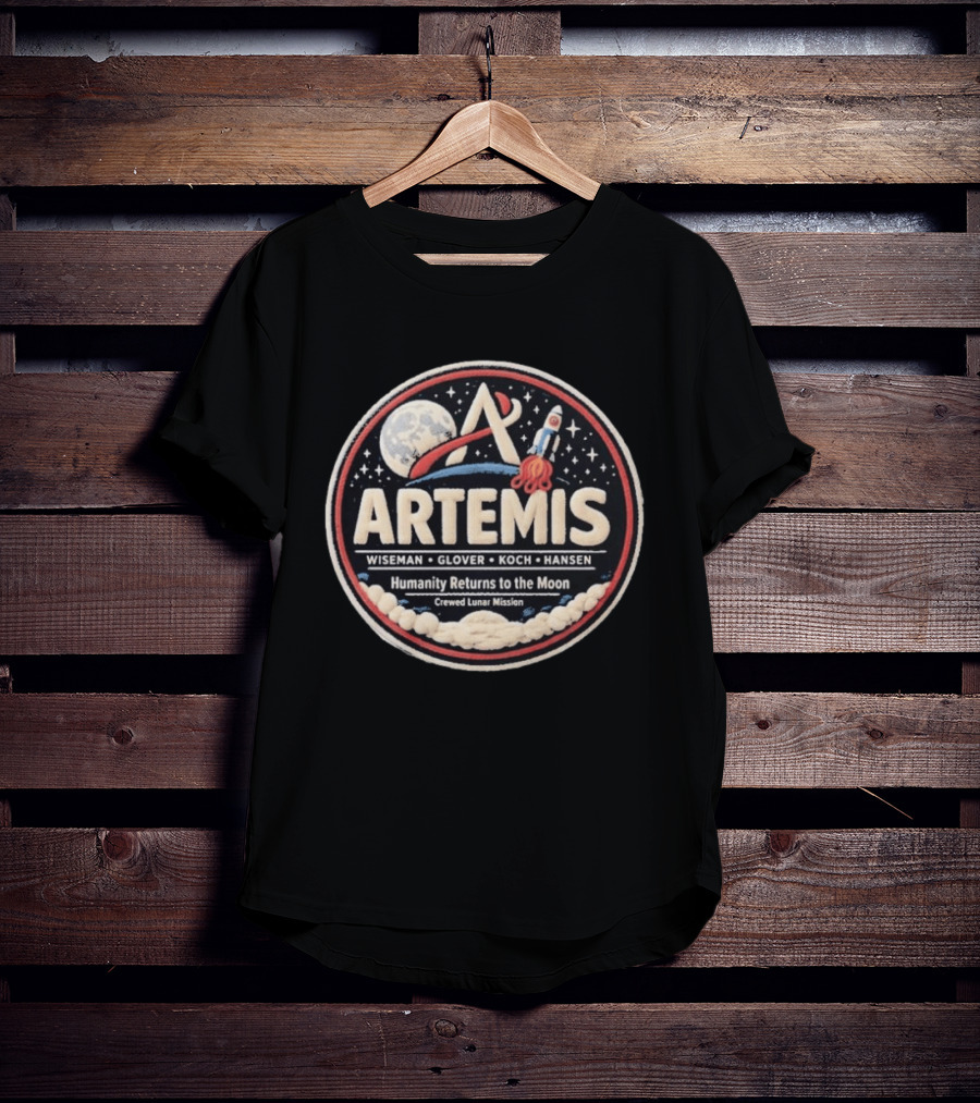 Artemis 2 Mission Faux Lunar Patch NASA T-Shirt