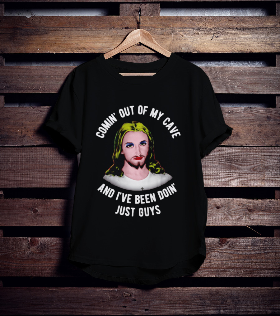 Comin' Out Of My Cave And I've Been Doin' Just Guys Retro Jesus T-Shirt