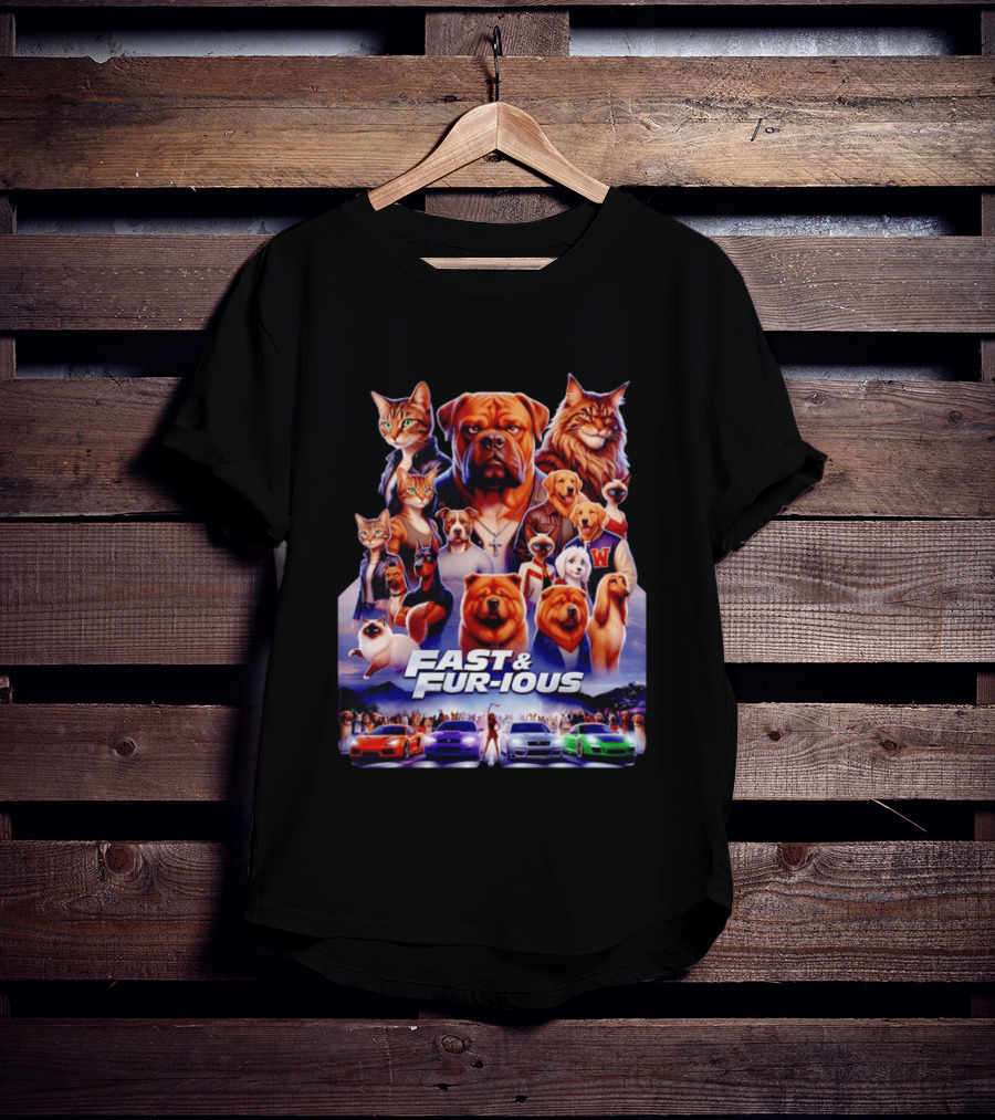 Dogs Cats Fast And Fur Ious Car Racing Pets T-Shirt