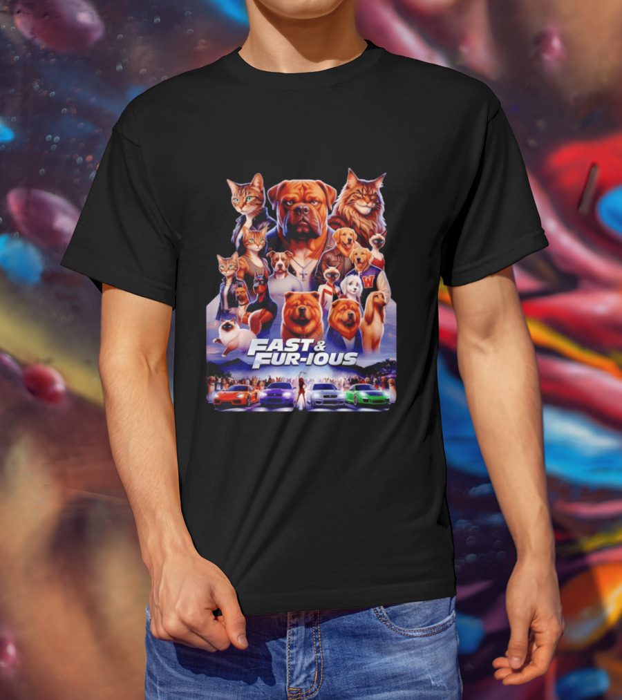 Dogs Cats Fast And Fur Ious Car Racing Pets T-Shirt