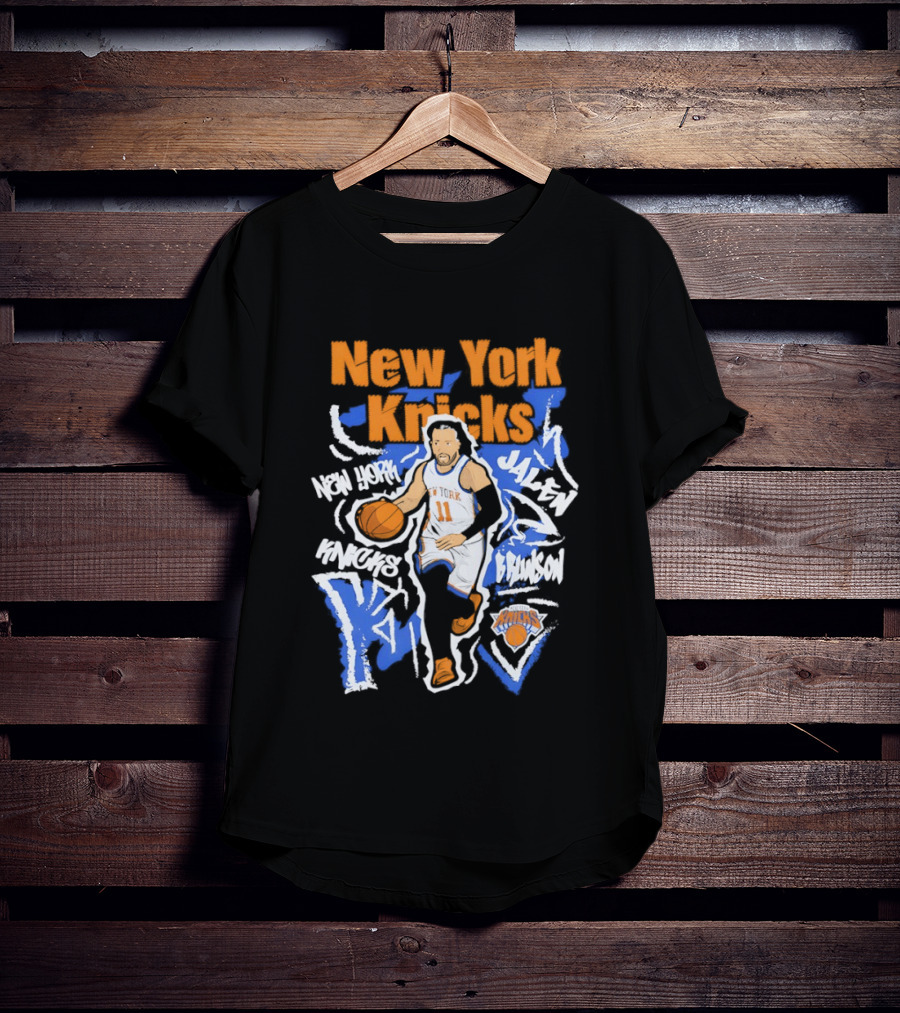New York Knicks Jalen Brunson 11 Basketball NBA Player Cartoon T-Shirt