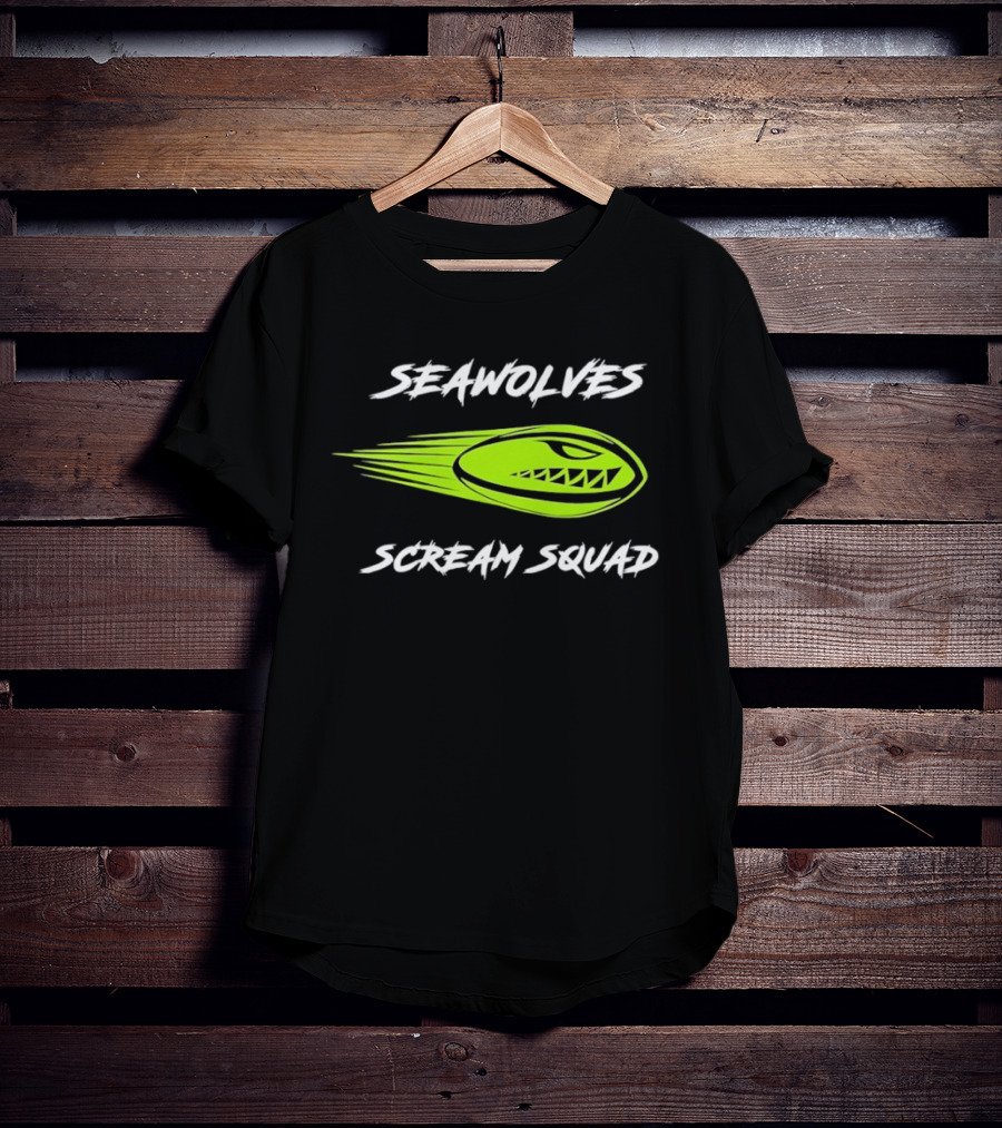 Seawolves Scream Squad Rugby Branding Lime Green Fierce T-Shirt