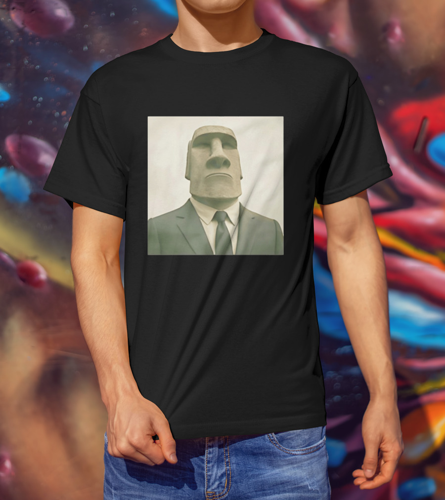 Moai Statue Wearing Business Suit T-Shirt