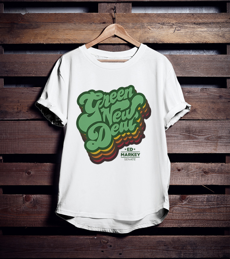 Green New Deal Ed Markey Senate Retro Font T-Shirt