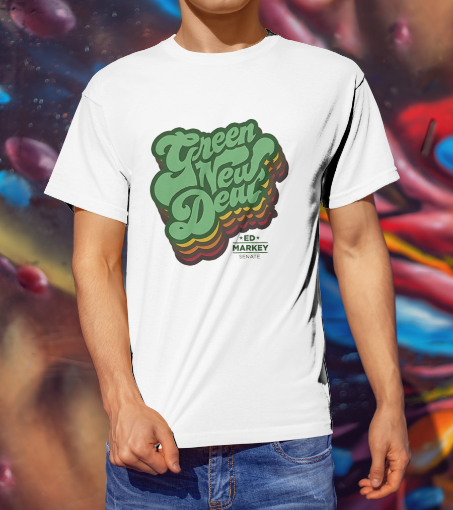 Green New Deal Ed Markey Senate Retro Font T-Shirt