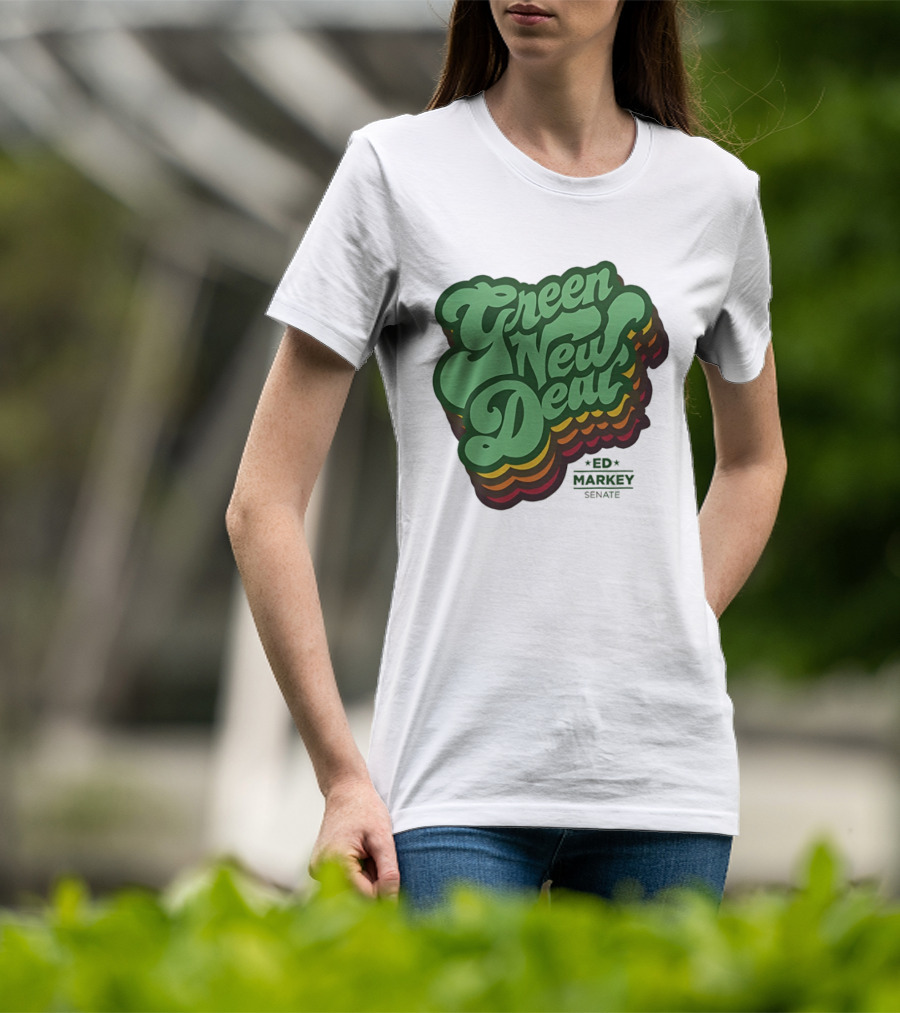 Green New Deal Ed Markey Senate Retro Font T-Shirt
