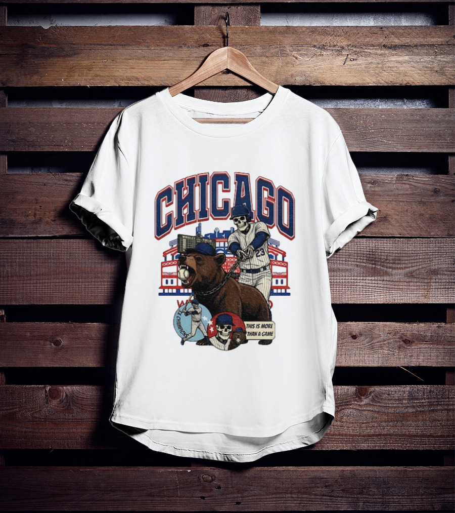 Chicago Cubs Wrigley Field Skeleton Baseball Champions This Is More Than A Game T-Shirt