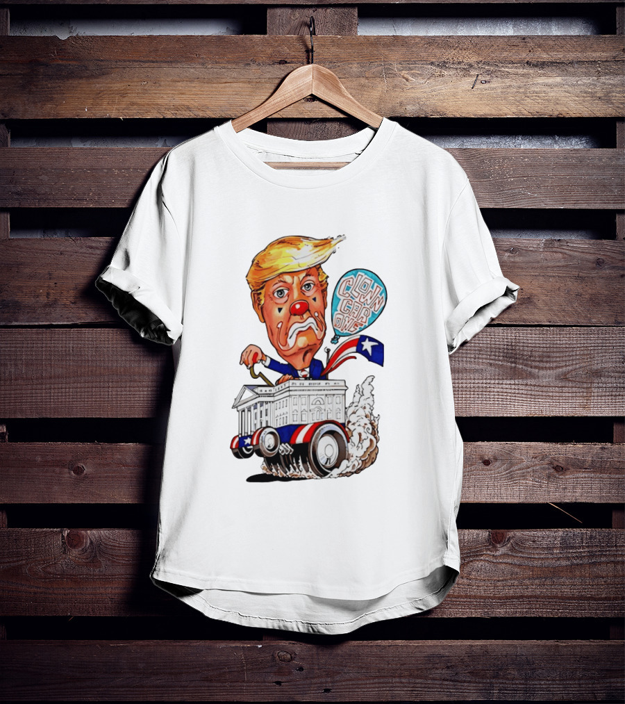 Clown Car One Cartoon Trump White House Sátira Política Divertida T-Shirt