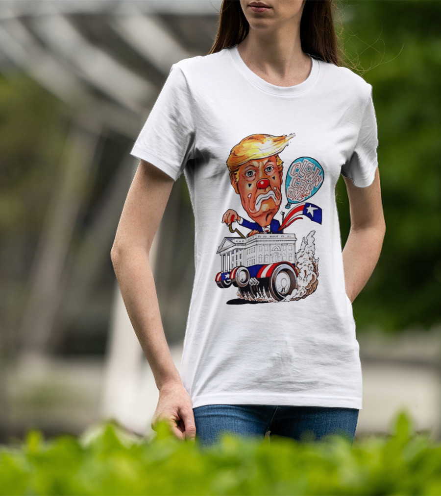Clown Car One Cartoon Trump White House Sátira Política Divertida T-Shirt