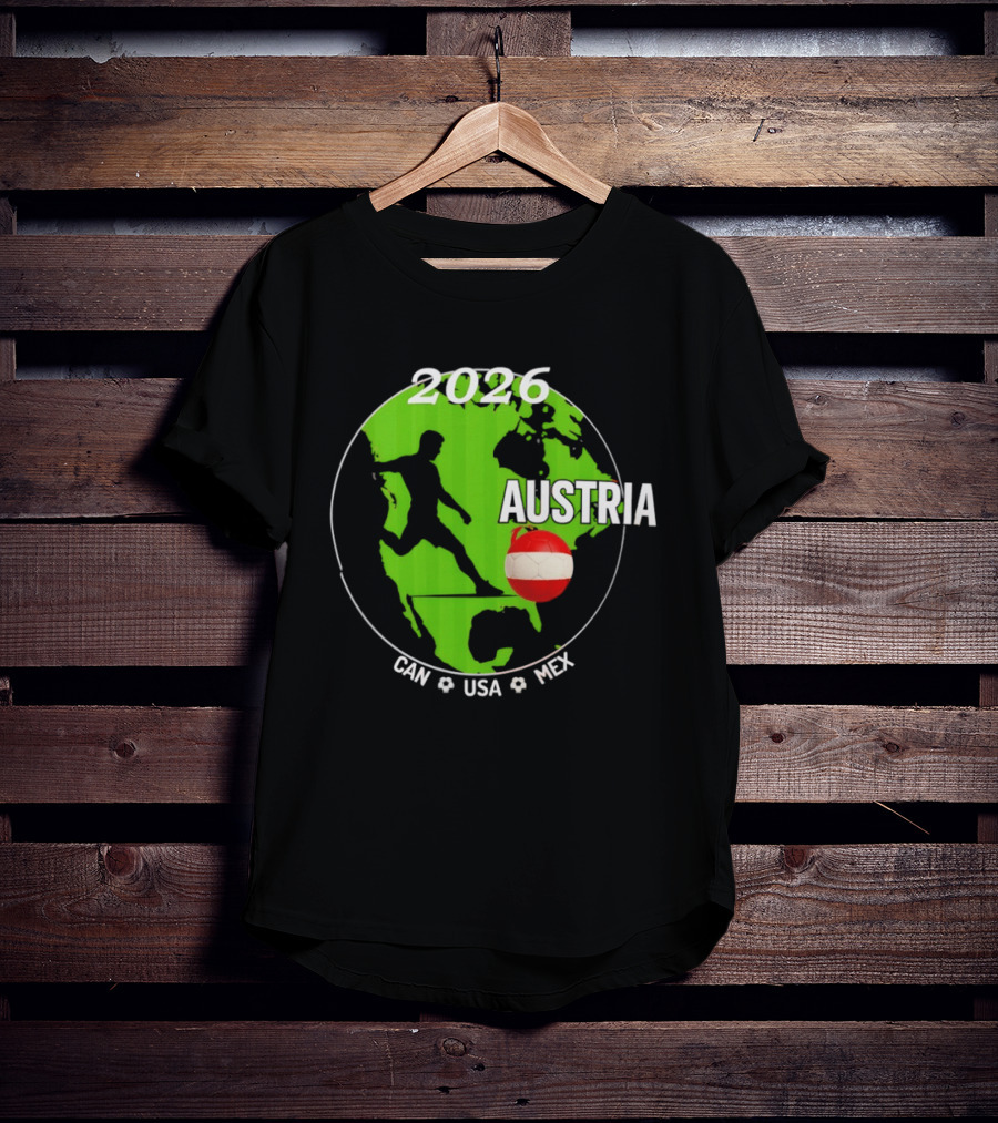 Austria Football 2026 CAN USA MEX World Cup Soccer Map T-Shirt