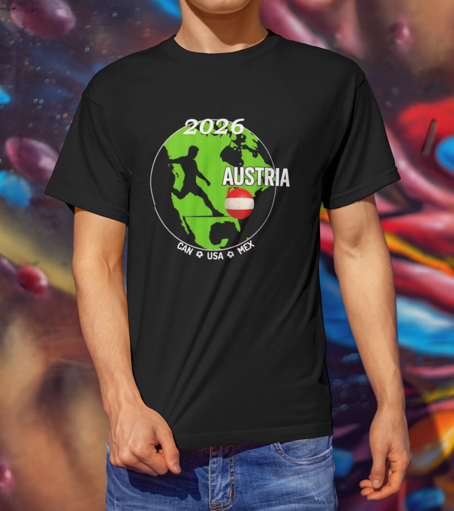 Austria Football 2026 CAN USA MEX World Cup Soccer Map T-Shirt