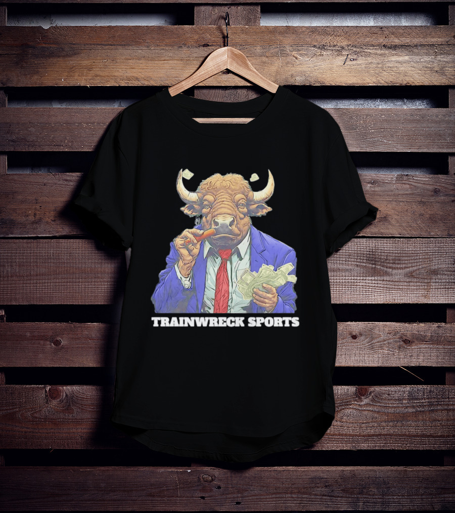 Bison Trainwreck Sports Business Suit Dollar Bills Cigar T-Shirt