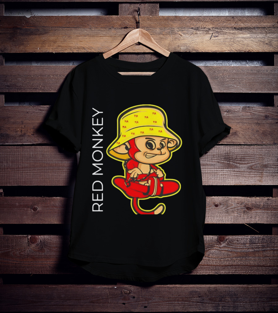 PA Red Monkey Cartoon With Yellow Hat T-Shirt