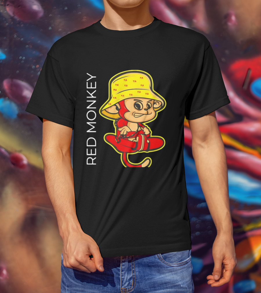 PA Red Monkey Cartoon With Yellow Hat T-Shirt