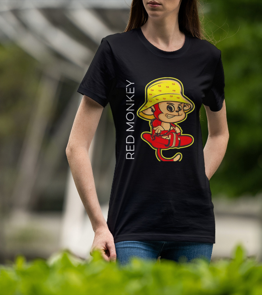 PA Red Monkey Cartoon With Yellow Hat T-Shirt
