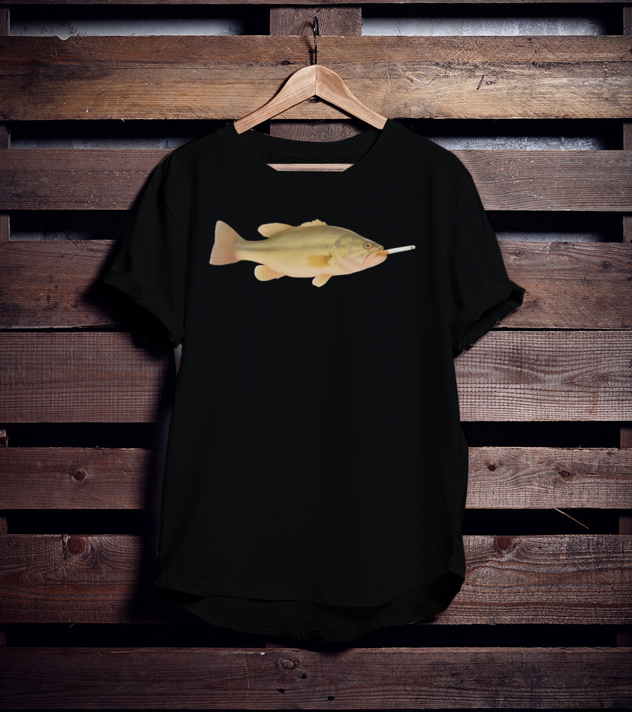 Fish Smoking Cigarette Novelty Humor T-Shirt