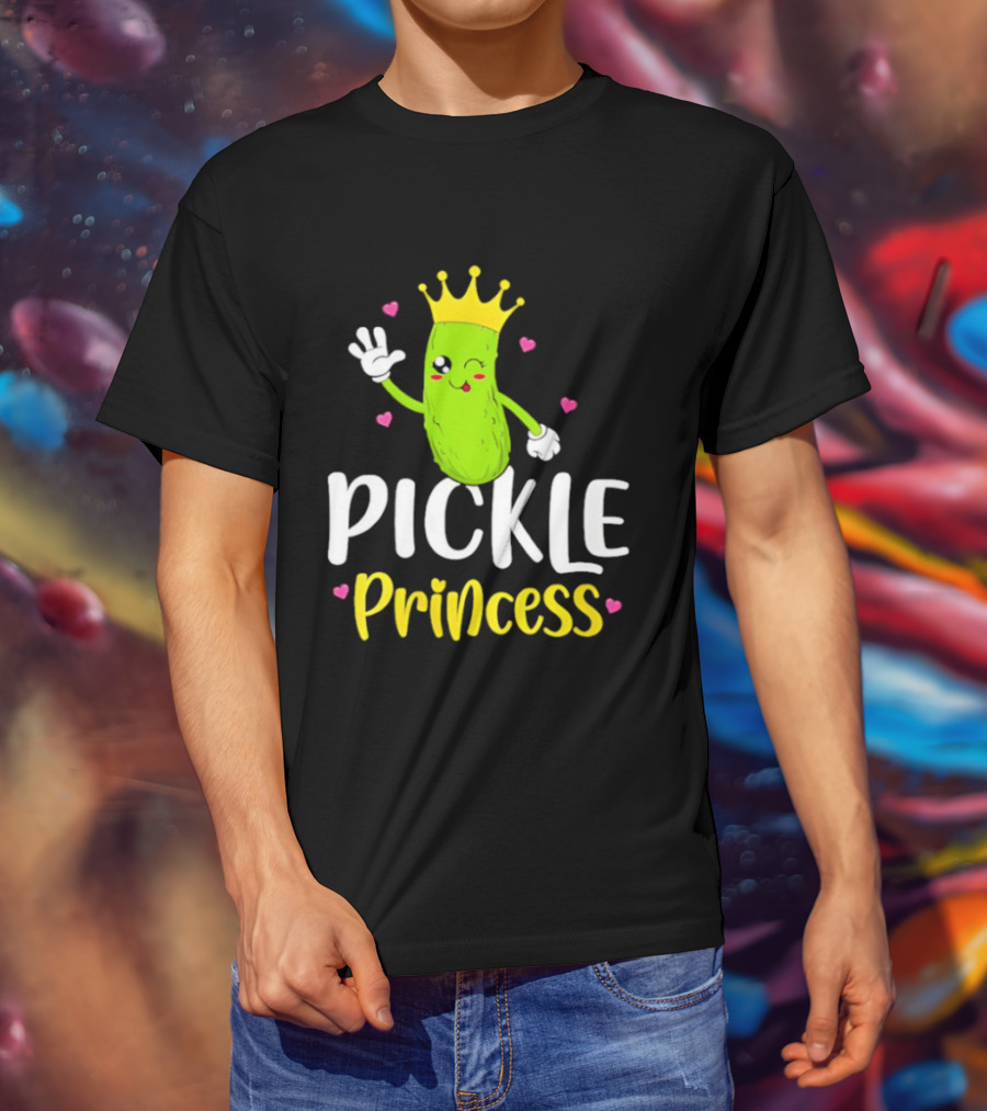 Pickle Princess Crown Cute Fun Cartoon T-Shirt