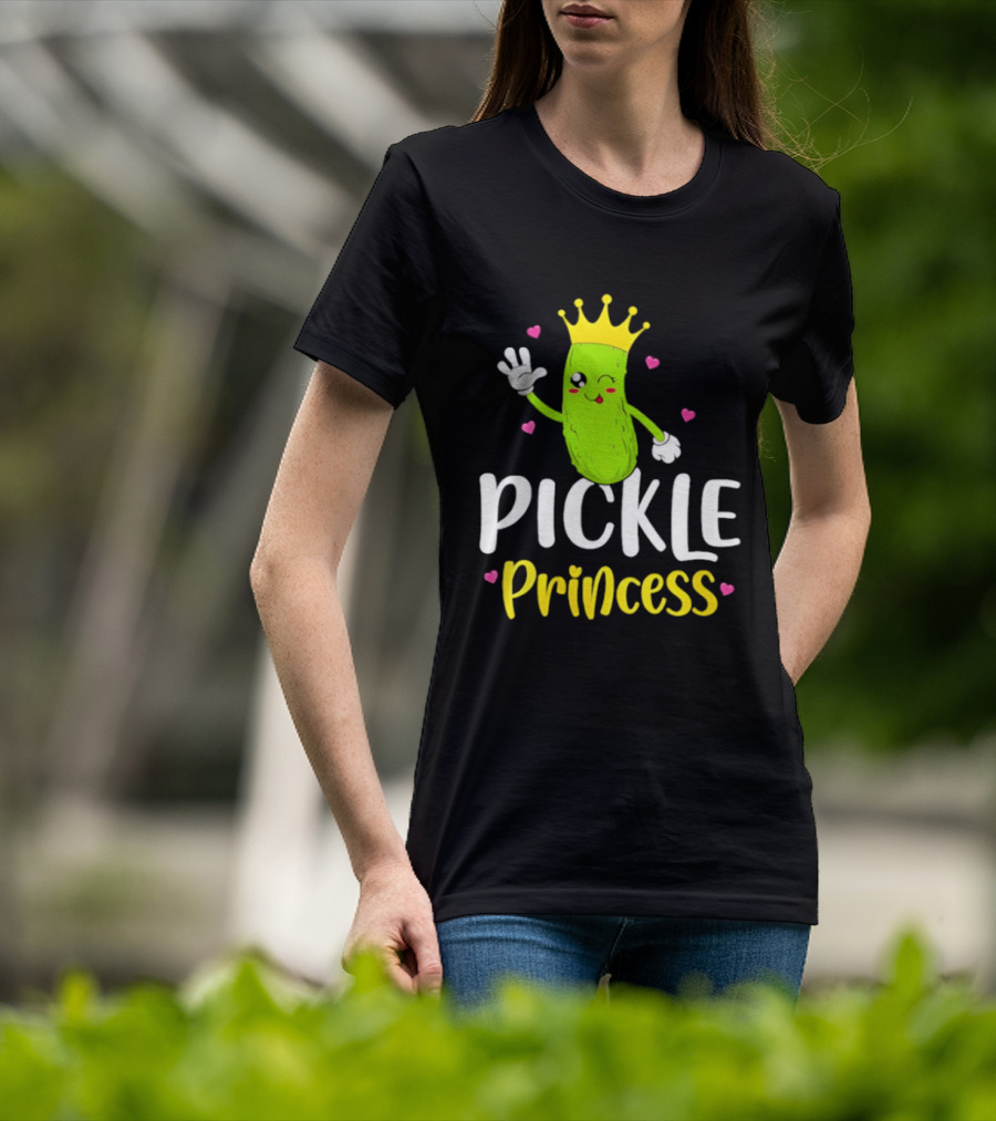 Pickle Princess Crown Cute Fun Cartoon T-Shirt