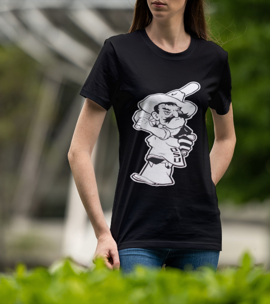 Pistol Pete Pitching OSU Cowboy Baseball T-Shirt