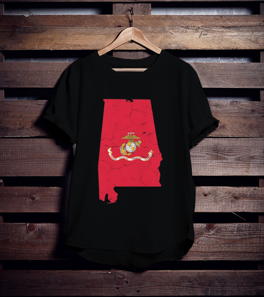 United States Marine Corps Alabama Emblem Map T-Shirt