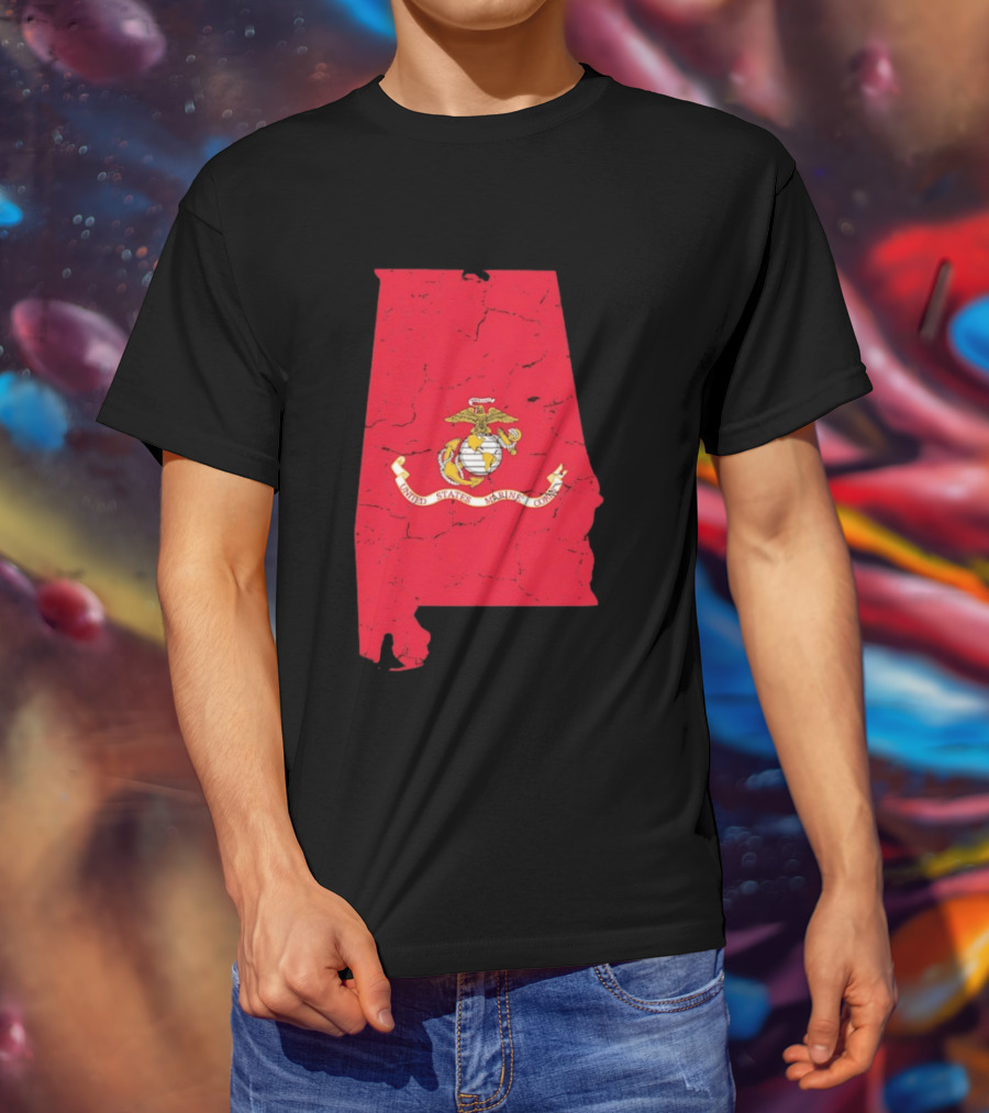 United States Marine Corps Alabama Emblem Map T-Shirt