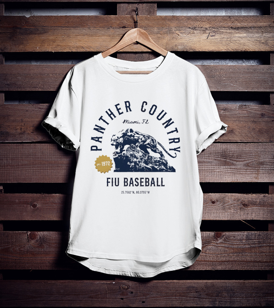 Panther Country FIU Baseball Miami FL 1972 Coordinates T-Shirt