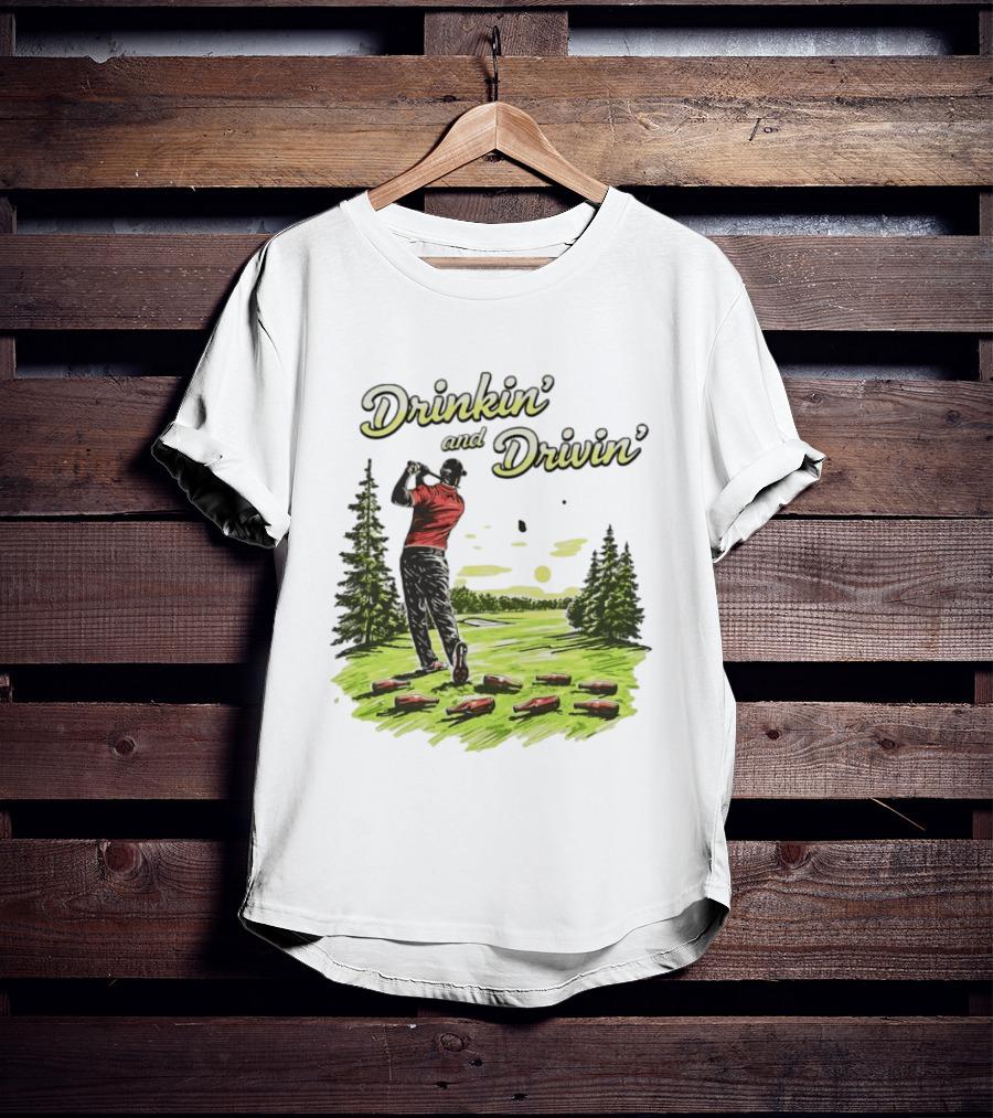 Drinkin' And Drivin' Golfer With Bottles On Golf Course T-Shirt