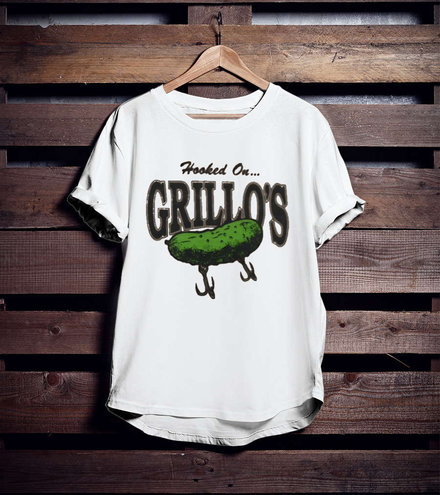 Hooked On Grillo's Pickle Green Fishing Hooks T-Shirt
