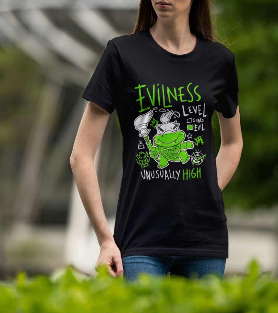 Baby Bowser Evilness Level Unusually High Mischievous Green T-Shirt