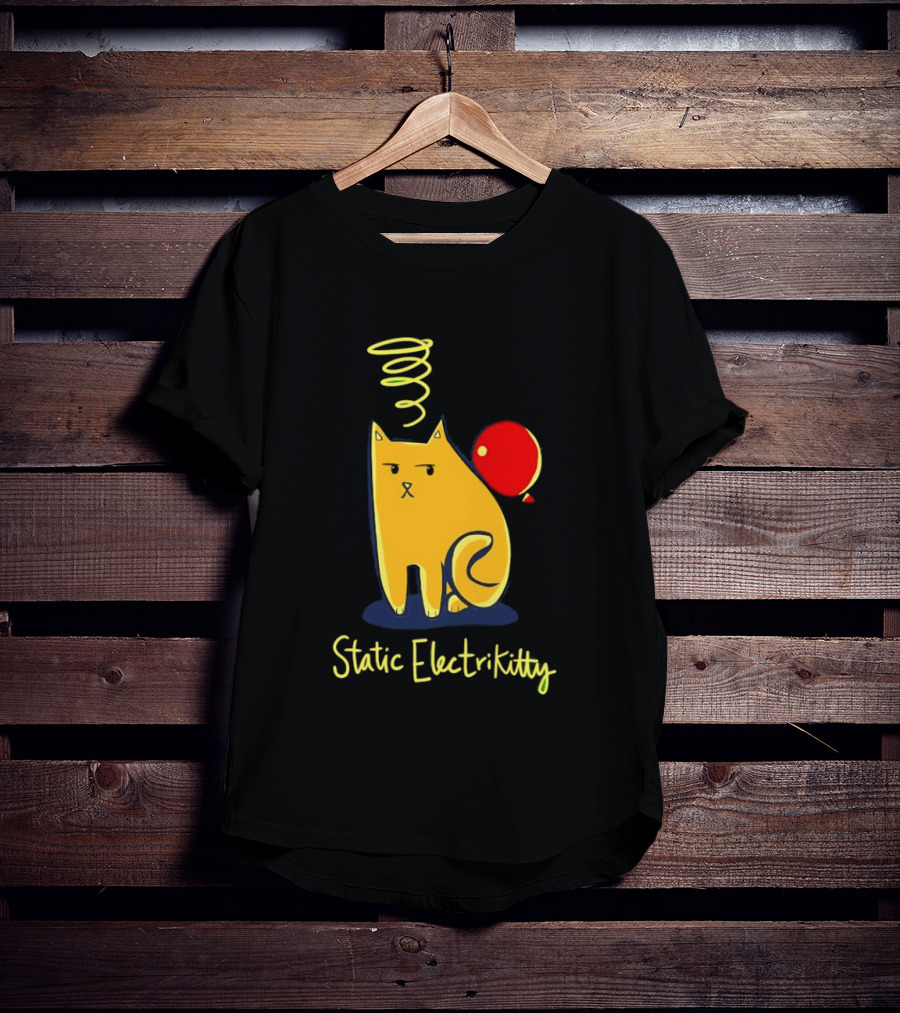 Static Electricity Cat Balloon Fun T-Shirt