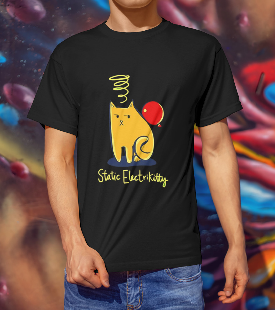 Static Electricity Cat Balloon Fun T-Shirt