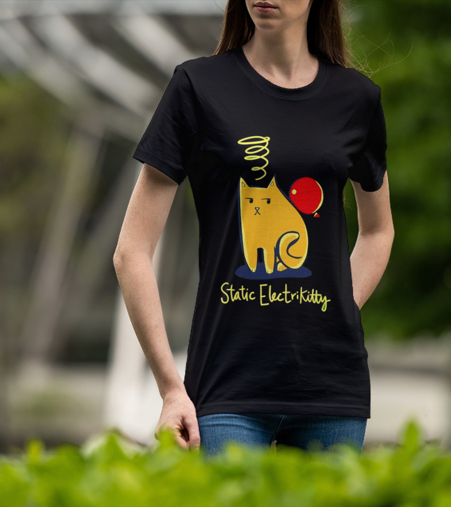 Static Electricity Cat Balloon Fun T-Shirt
