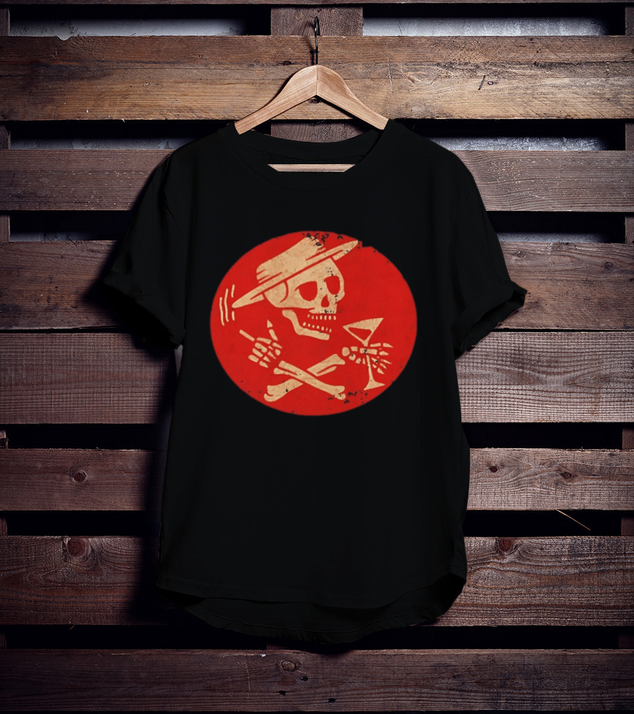 Social Distortion Skeleton Skull With Hat And Martini T-Shirt