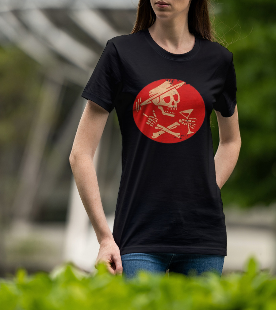 Social Distortion Skeleton Skull With Hat And Martini T-Shirt